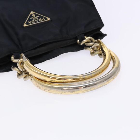 PRADA Hand Bag Nylon Navy Gold - Picture 7 of 12
